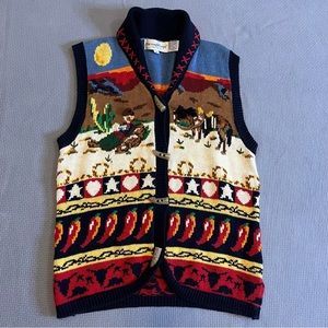 Vintage 90’s The Eagle’s Eye western sweater vest, Medium, cowboy, horse, ranch